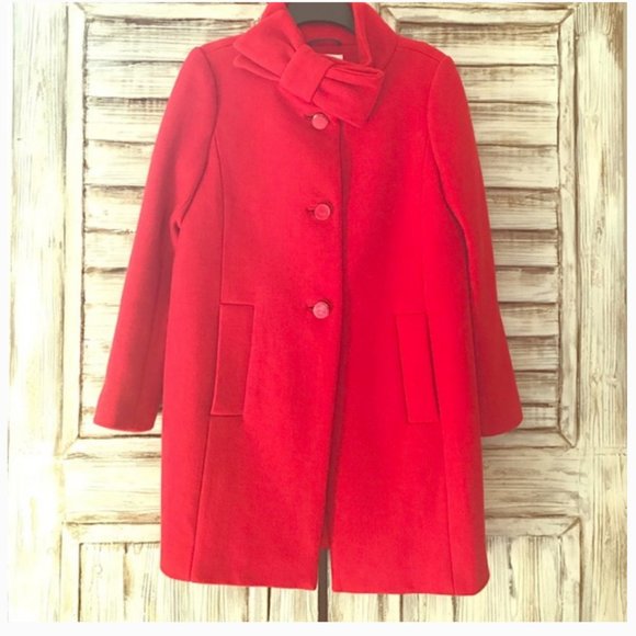 Kate Spade Bow Neck Wool Coat in Lollipop red size 8 nwot - Picture 3 of 7